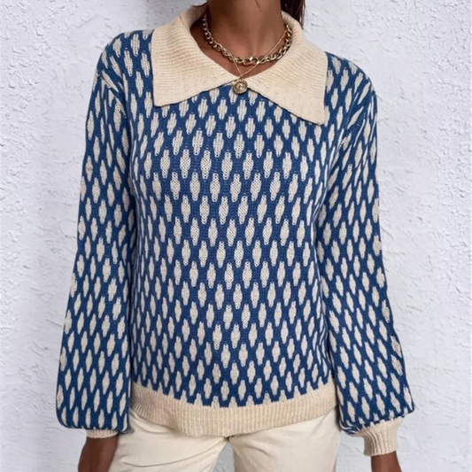 Strickpullover für Damen mit Kragen – Solveig