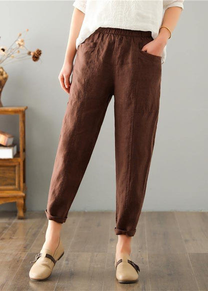 Damen Sommerhose aus Leinen-Baumwollmix mit elastischem Bund – Clara