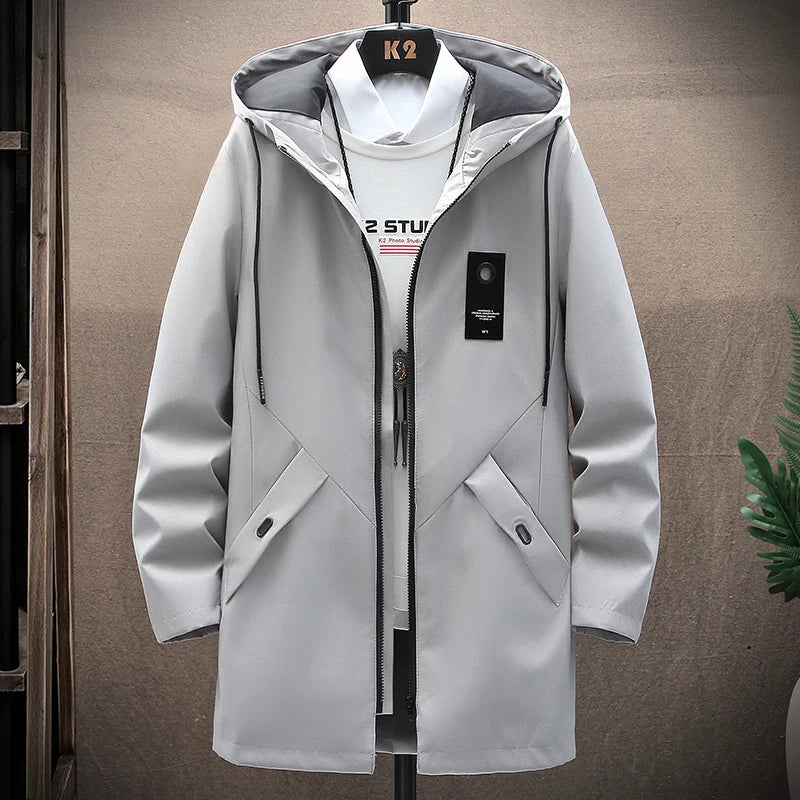 Herrenjacke mit Kapuze und langer Passform – Damian