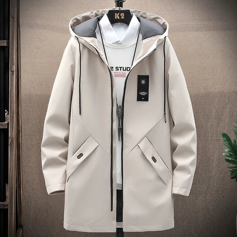 Herrenjacke mit Kapuze und langer Passform – Damian