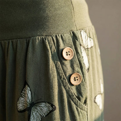 Caprihose Damen Mit Schmetterlings-Print In Großen Größen - Ella