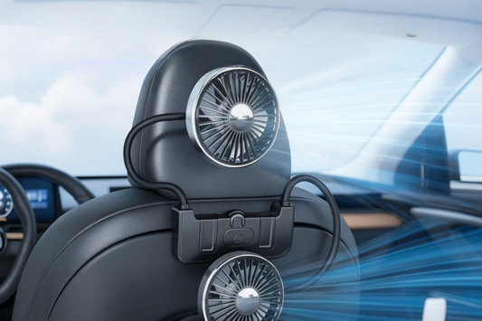 Dual-Head Hintertischventilator – Eary – (USB-C wiederaufladbar)