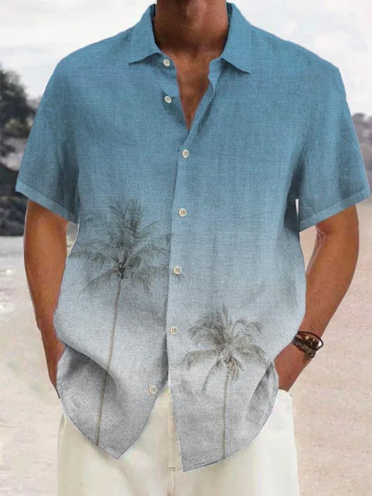 Tropisches Herren Sommerhemd mit Kokosbaum-Print – Maceo