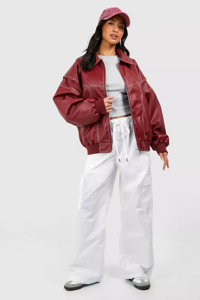 Contrast Stitch Faux-Finish Jacket - Tabitha