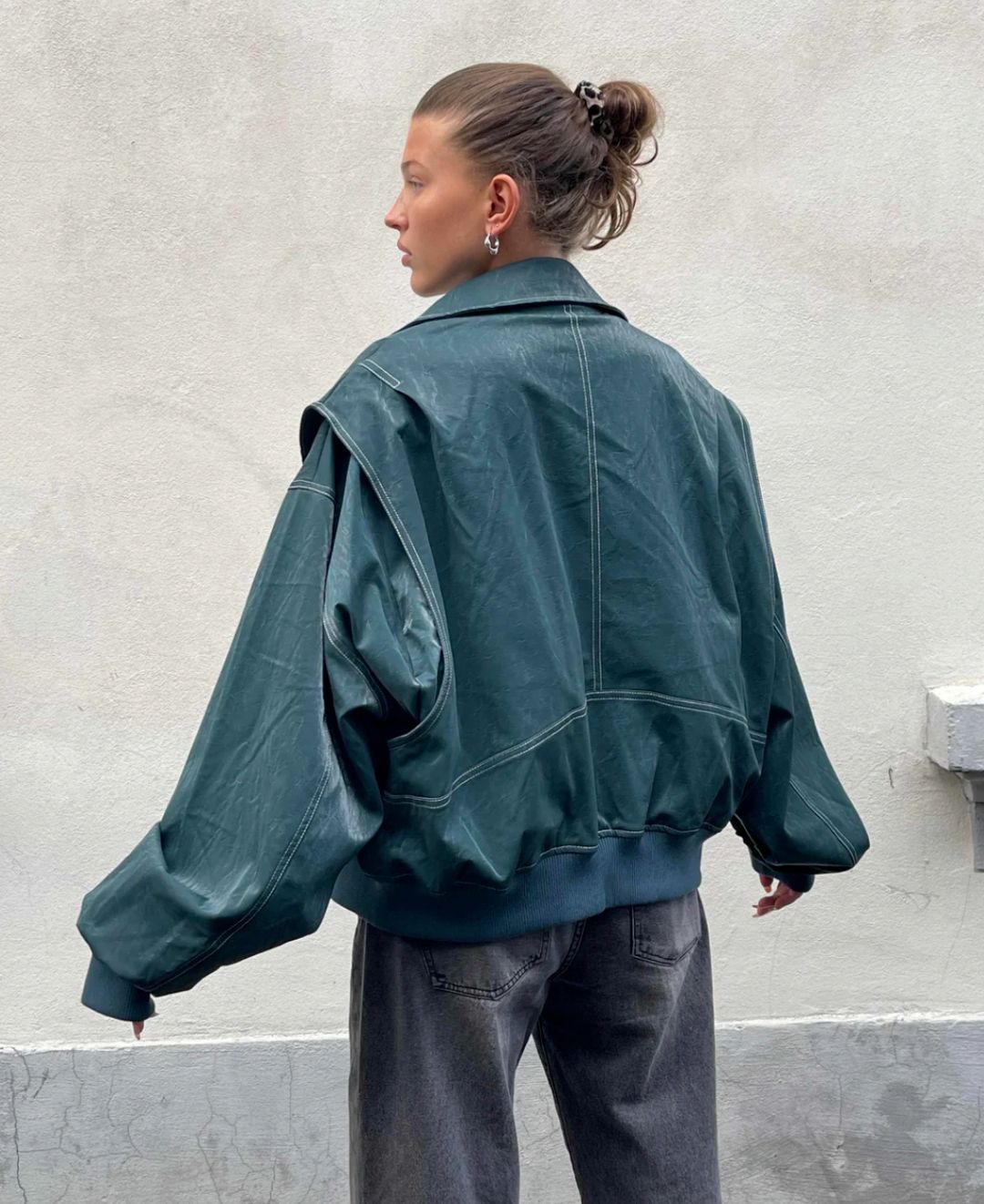 Contrast Stitch Faux-Finish Jacket - Tabitha