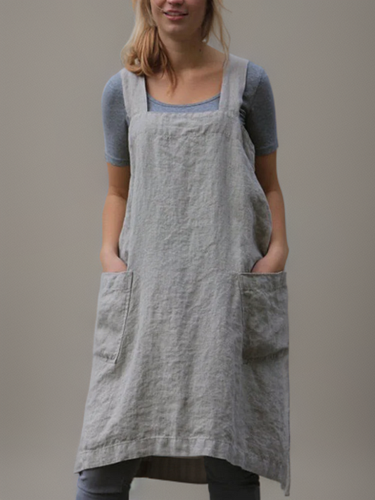Crossback Pinafore Apron For Women - Heather
