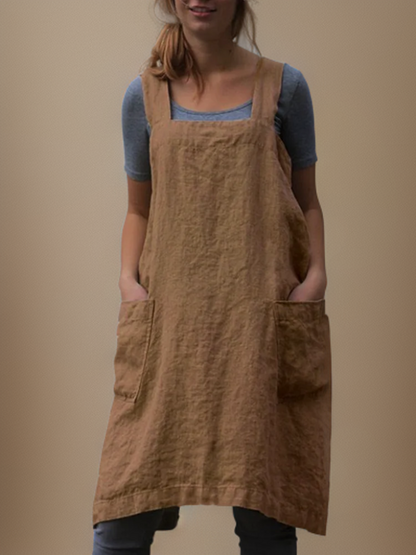 Crossback Pinafore Apron For Women - Heather