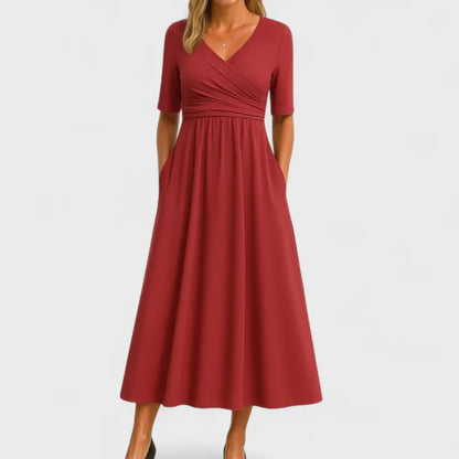 Crossover Wrap Midi Dress - Lucille