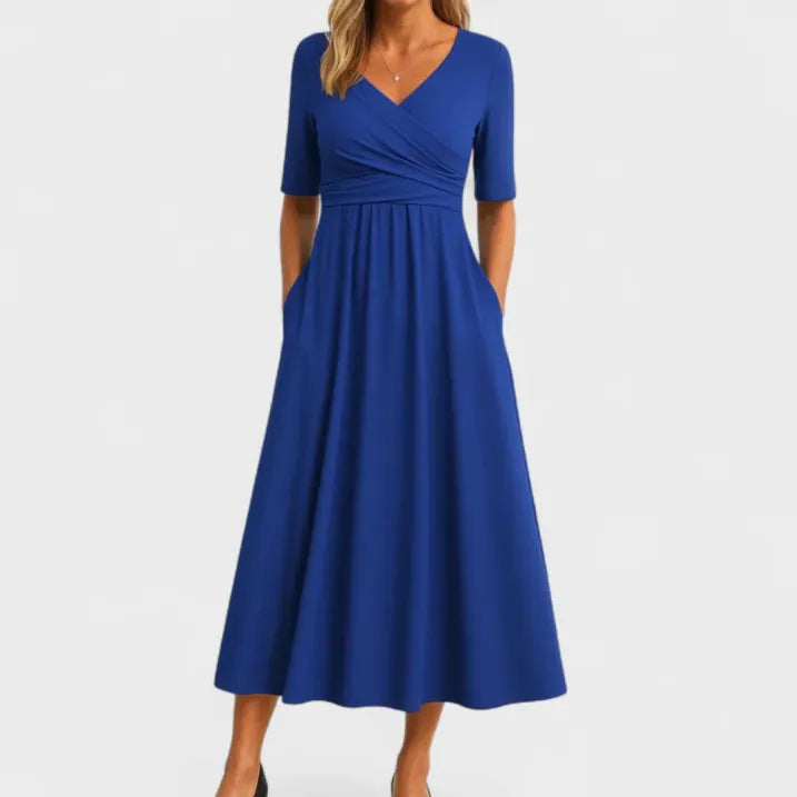 Crossover Wrap Midi Dress - Lucille