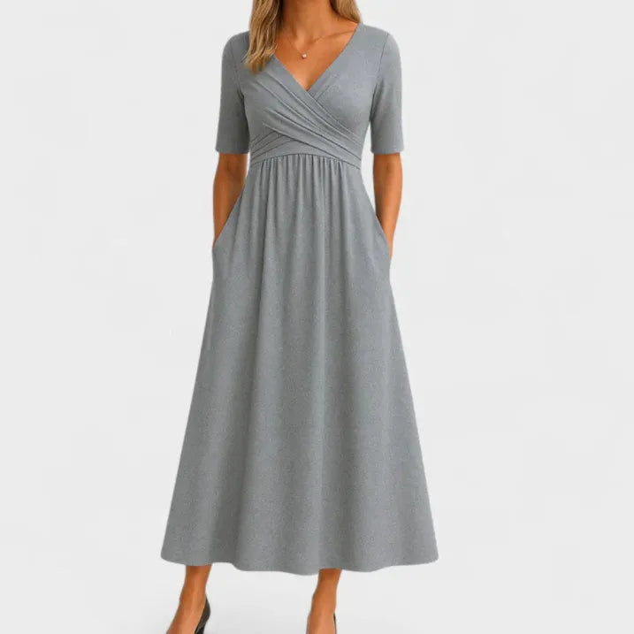 Crossover Wrap Midi Dress - Lucille