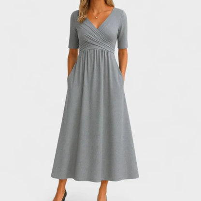 Crossover Wrap Midi Dress - Lucille