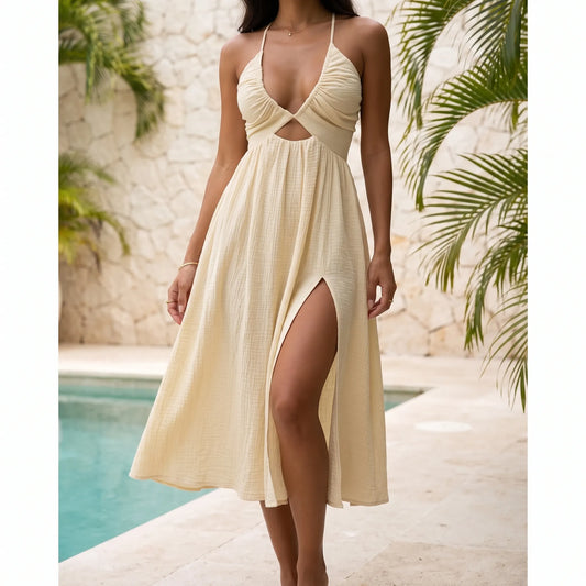 Cut Out Sommerkleid Mit V-Ausschnitt - Florence