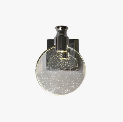 Runde Kristall-Wandleuchte, modernes Design, LED-Beleuchtung, Chrom-Finish, dekorativ.