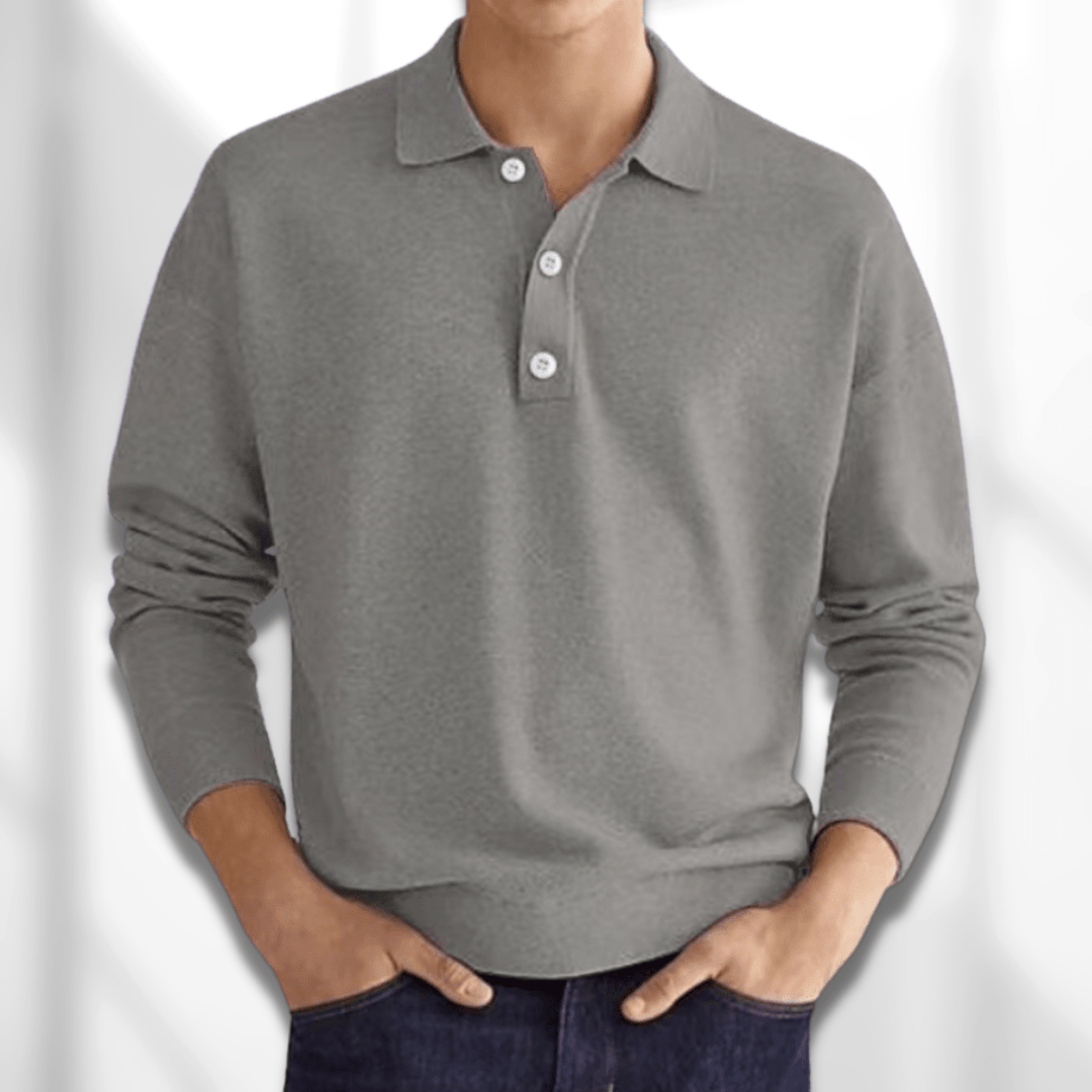 Herbstlicher Modern Fit Langarm-Herrenpolo – Lennard
