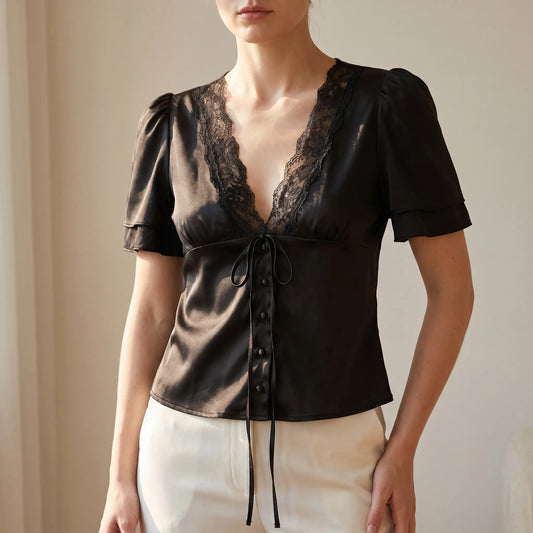 Damenbluse Mit Zierborte -  Beverly