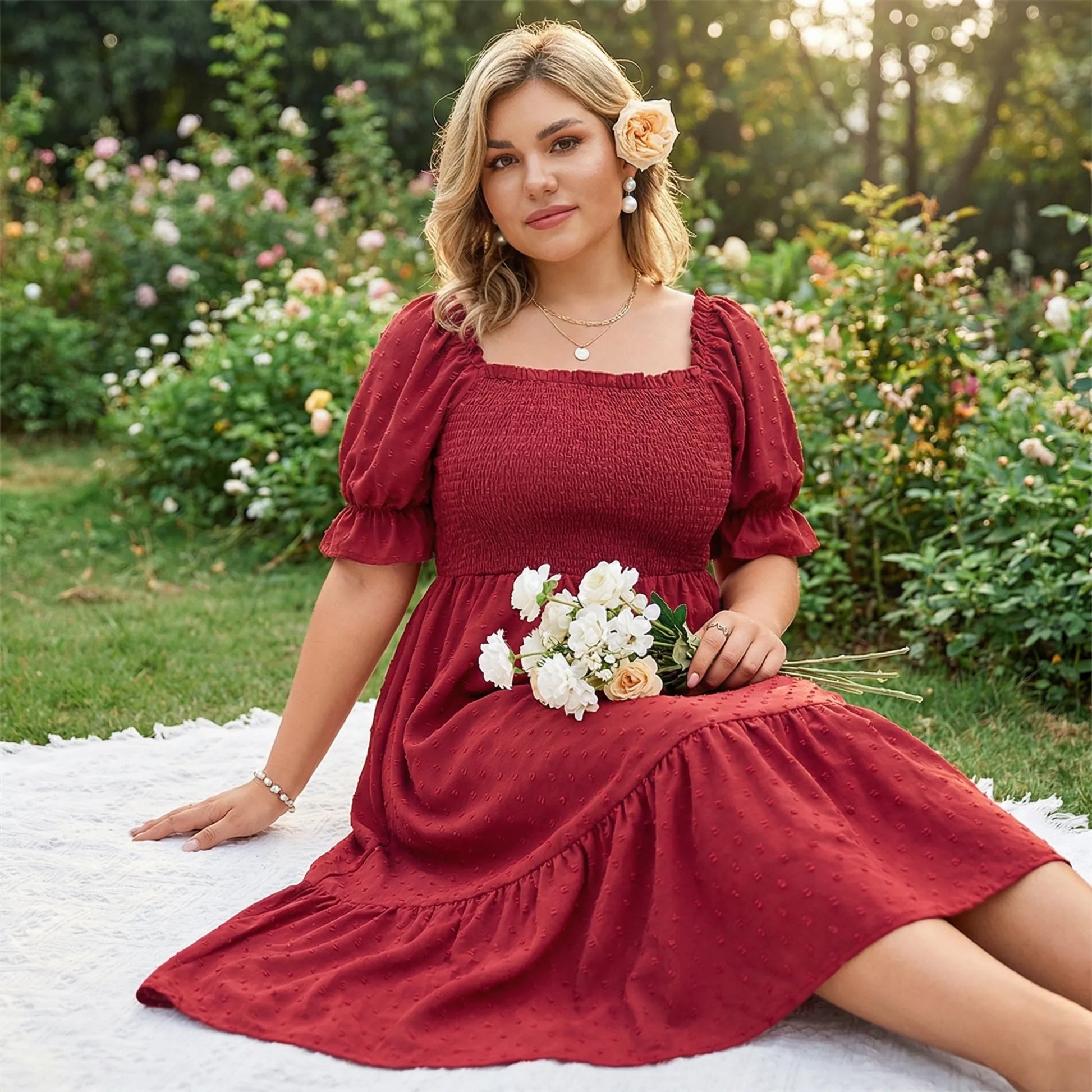 Damenkleid XL Mit Gesmoktem Oberteil - Connie