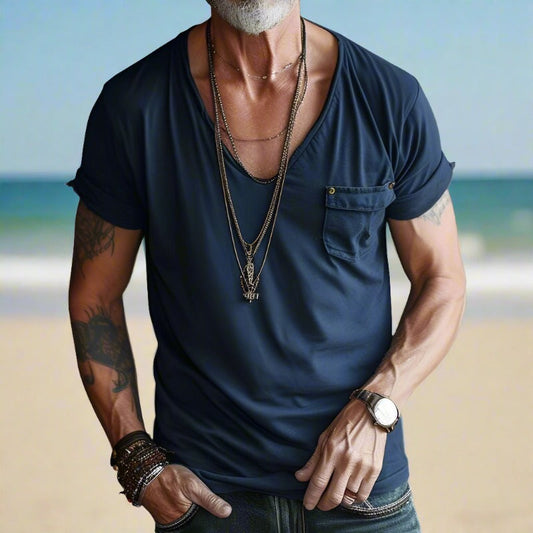 Deep V-Neck Short Sleeve Tee - Ross