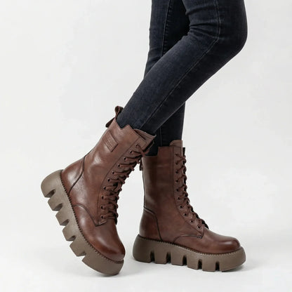 Dicker Plateaukampfstiefel - Marla