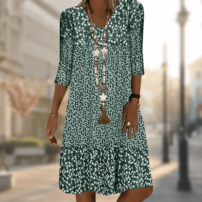 Ditsy Floral Midi Dress With Ruffle Hem - Amanda