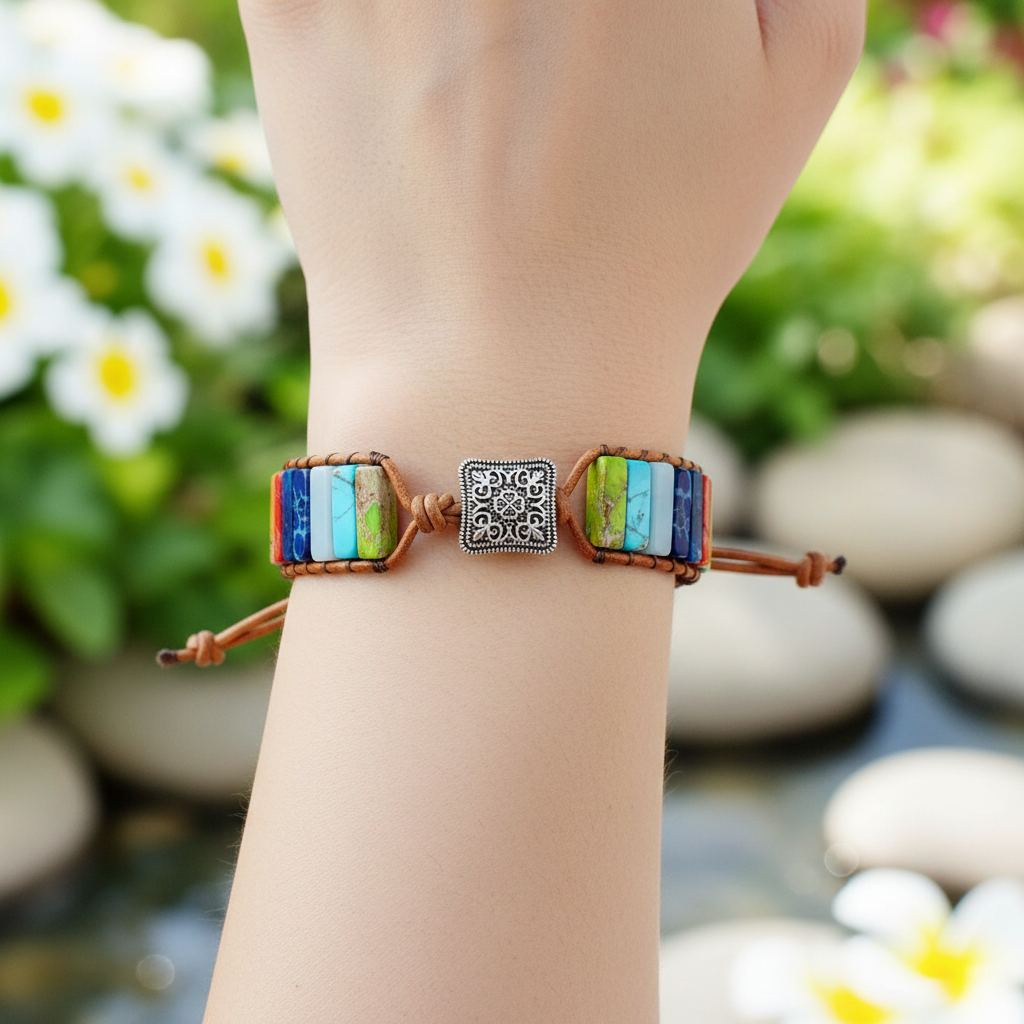 Edelsteinarmband Aus Leder - HarmonyBand
