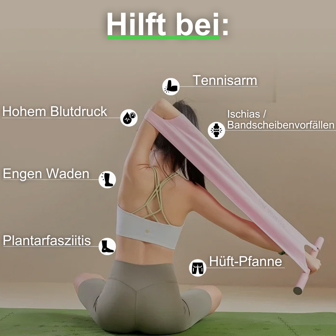 Elastisches Trainingsband mit Griffen & Fußschlaufen – FlexiStretch Trainer
