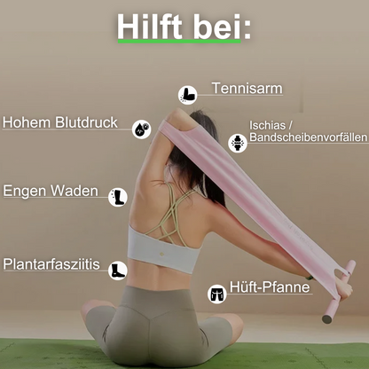 Elastisches Trainingsband mit Griffen & Fußschlaufen – FlexiStretch Trainer