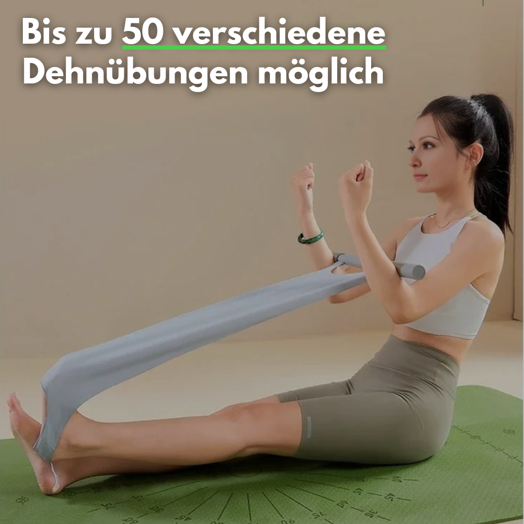 Elastisches Trainingsband mit Griffen & Fußschlaufen – FlexiStretch Trainer