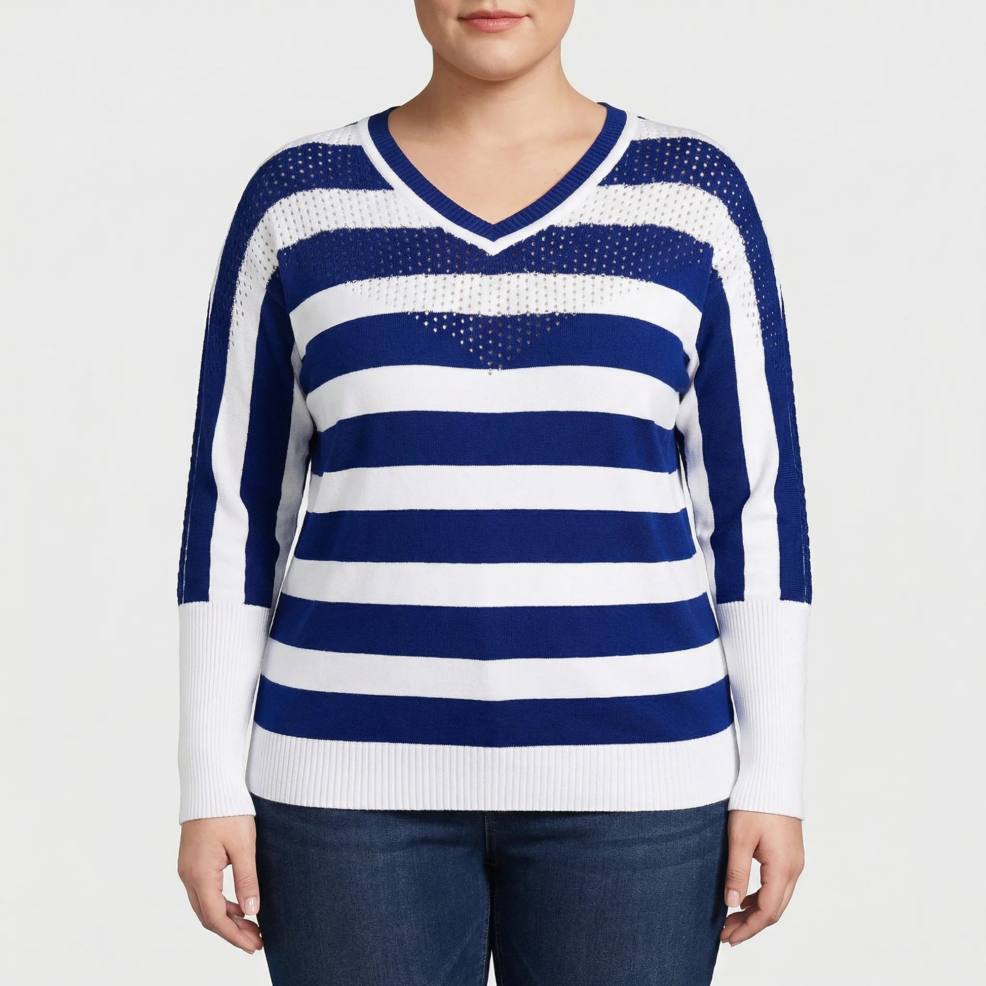 Eleganter Damenpullover Mit V-Ausschnitt In Großen Größen - Barbara