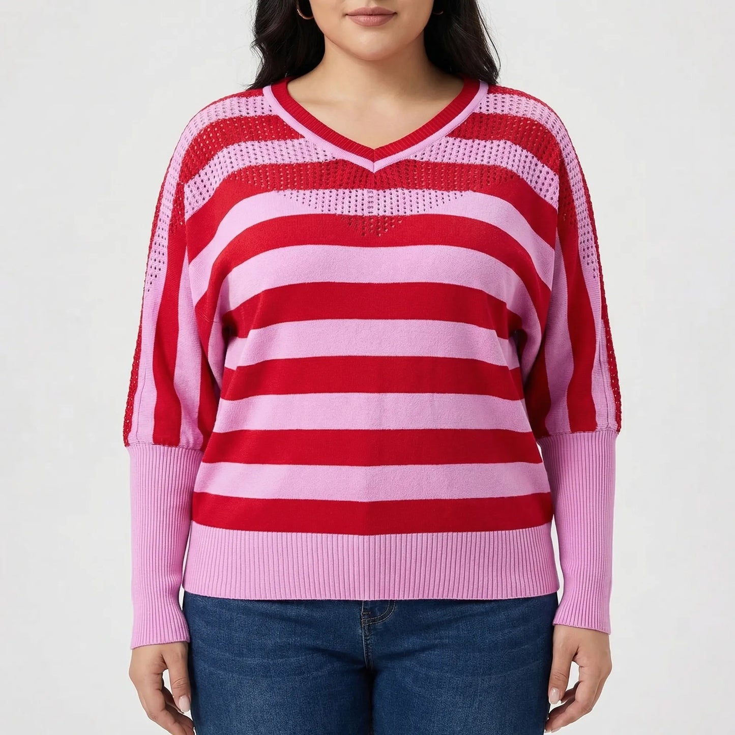 Eleganter Damenpullover Mit V-Ausschnitt In Großen Größen - Barbara