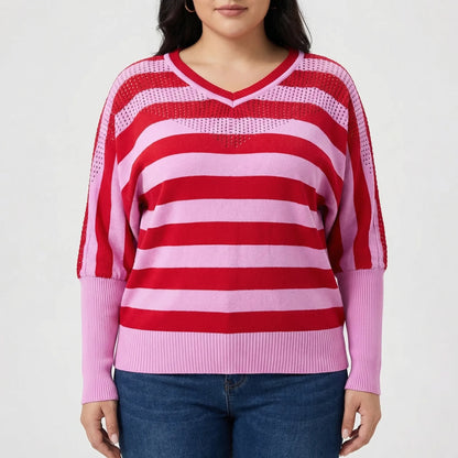 Eleganter Damenpullover Mit V-Ausschnitt In Großen Größen - Barbara