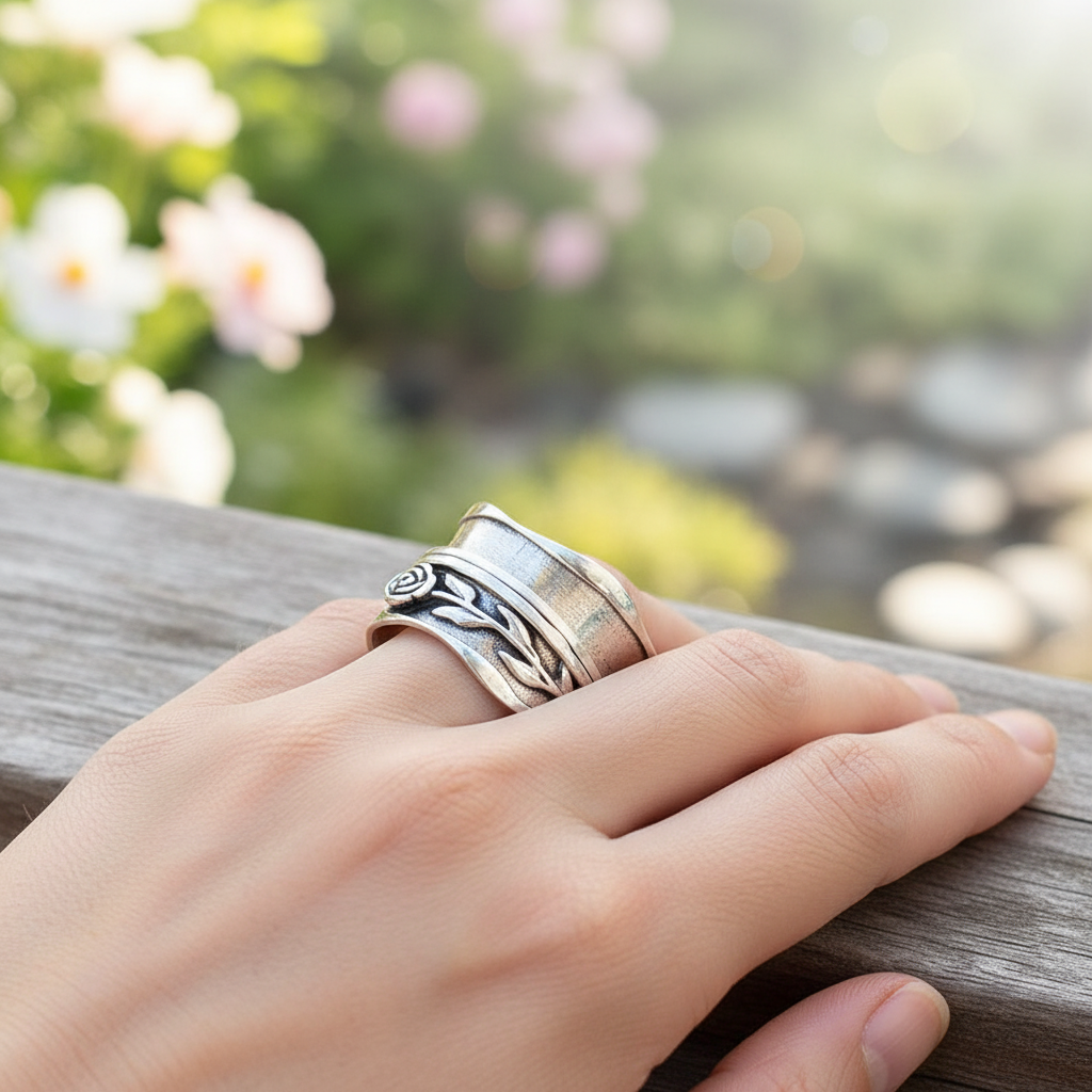 Eleganter Silberring - FloralRing