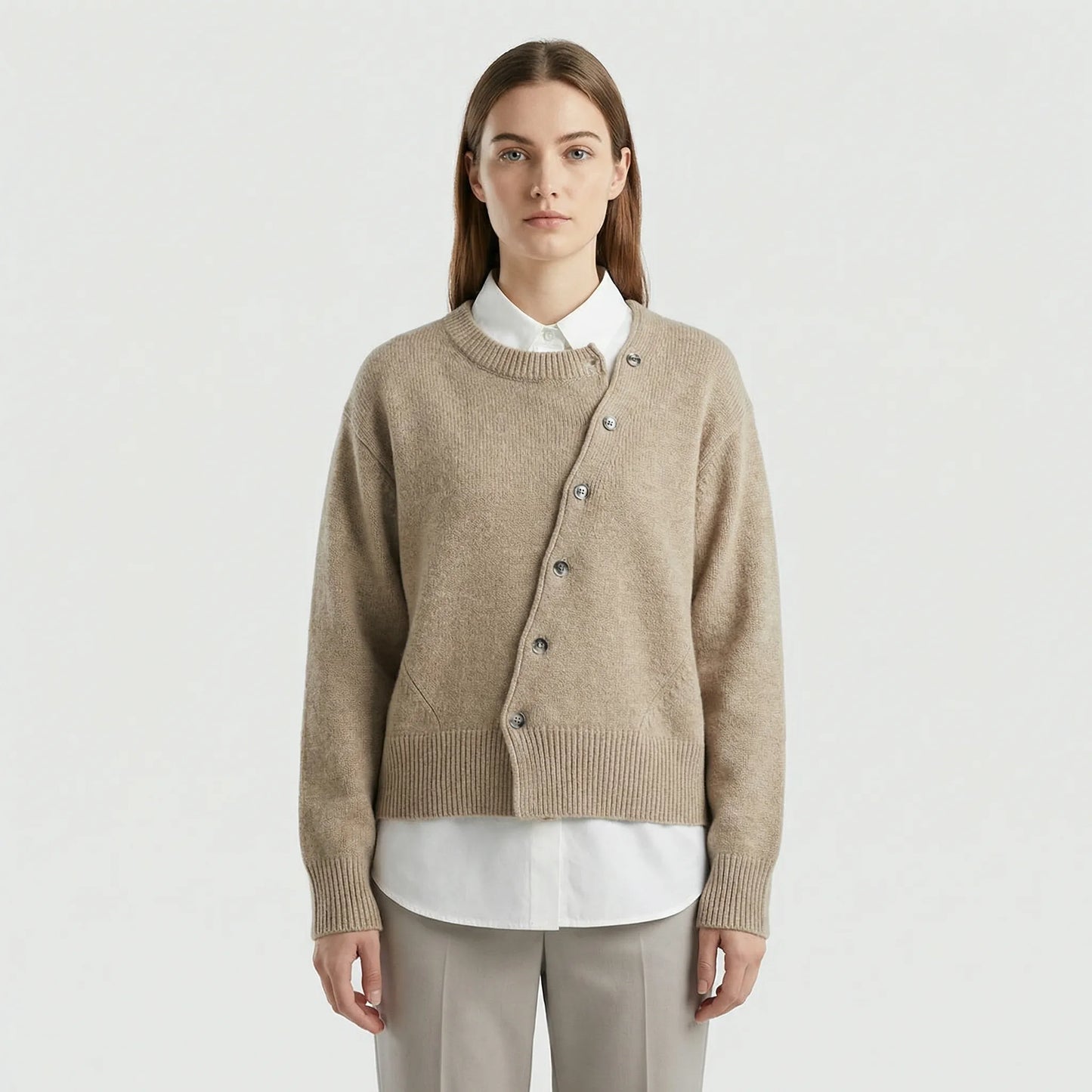 Eleganter Wickelstrickjacke Mit Knopfdetail - Marcella