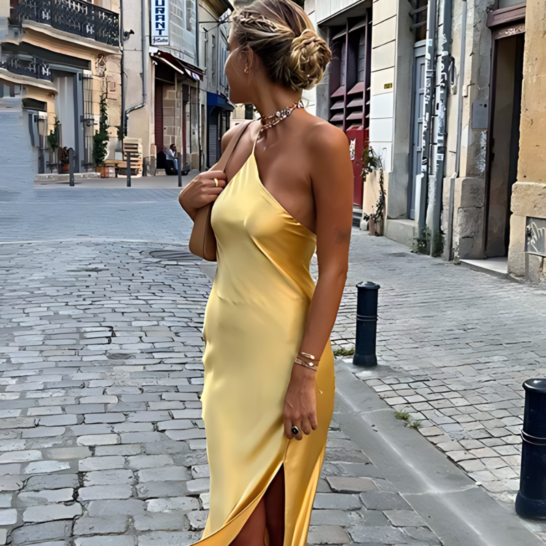 Gelbe Sommerkleid mit Offenem Rücken – Noëlle
