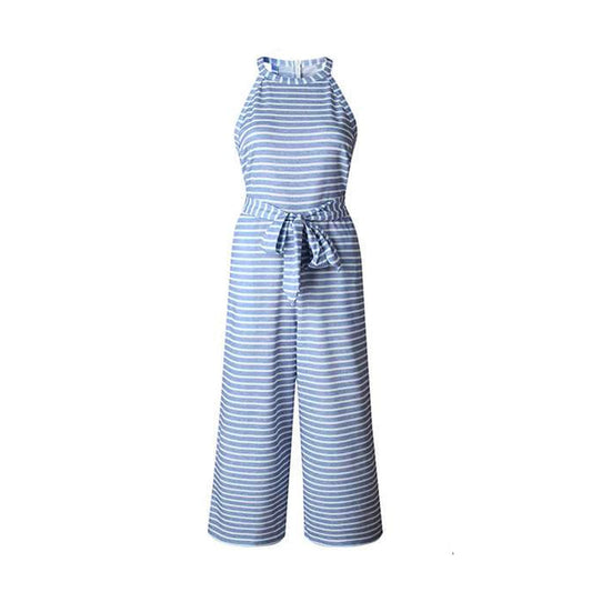 Luftiger & Stilvoller Damen Jumpsuit mit Taillengürtel und Streifen – Nayla