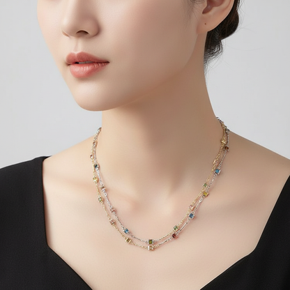 Feine Kette Mit Steinen - VividNecklace