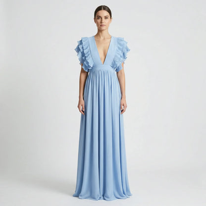 Fließendes Abendkleid Mit Rüschenärmeln - Gladys