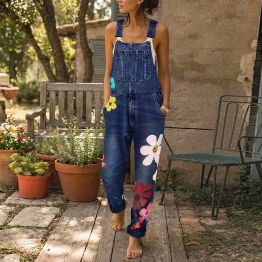 Floral Print Dungaree Jumpsuit - Susie