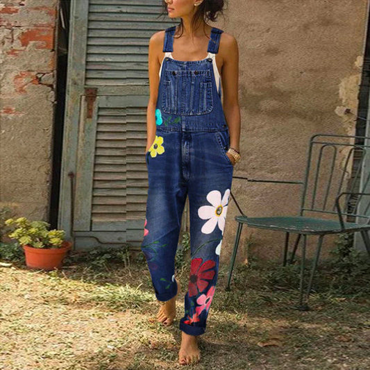 Floral Print Dungaree Jumpsuit - Susie