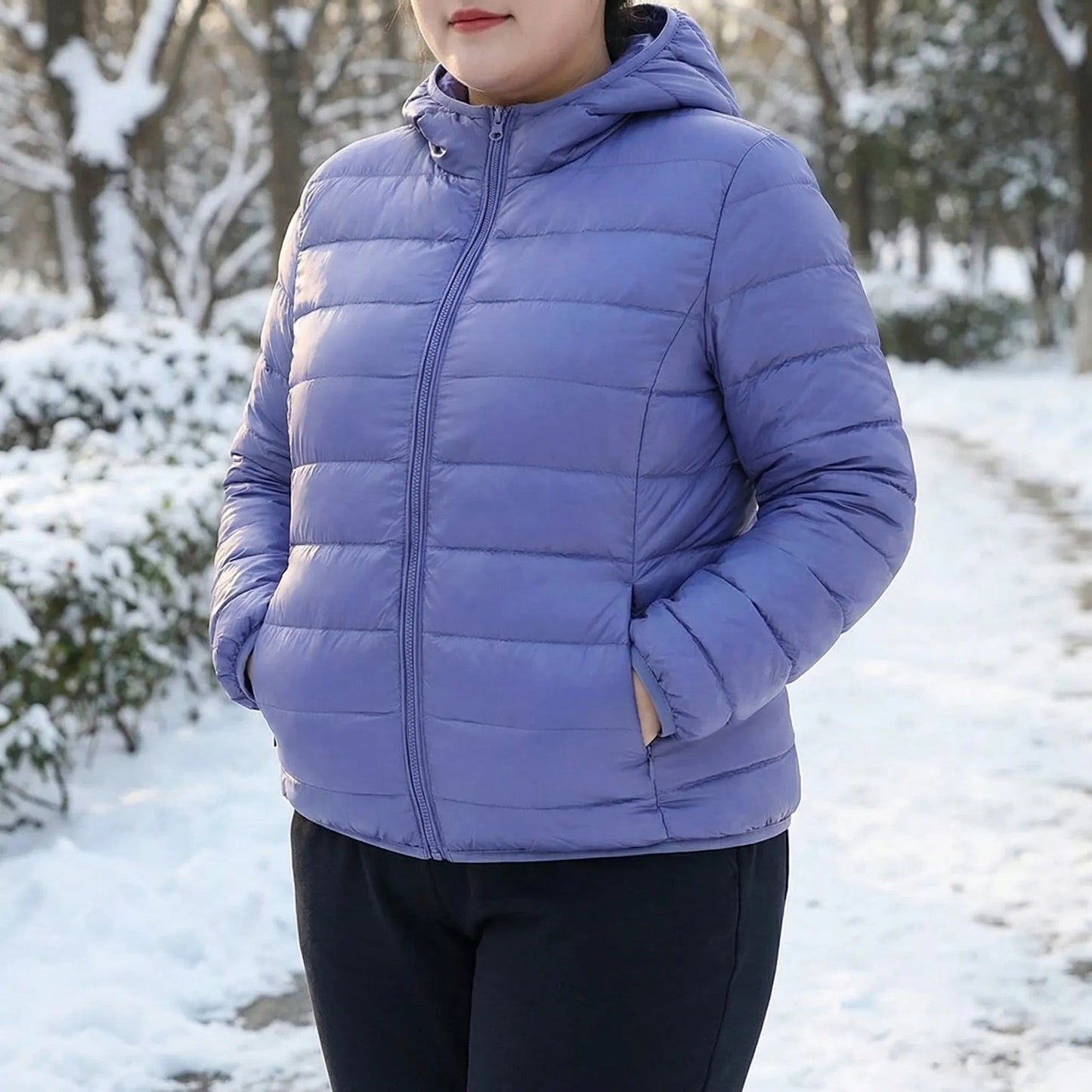 Gefütterte Jacke Mit Reißverschluss In Großen Größen - Rose