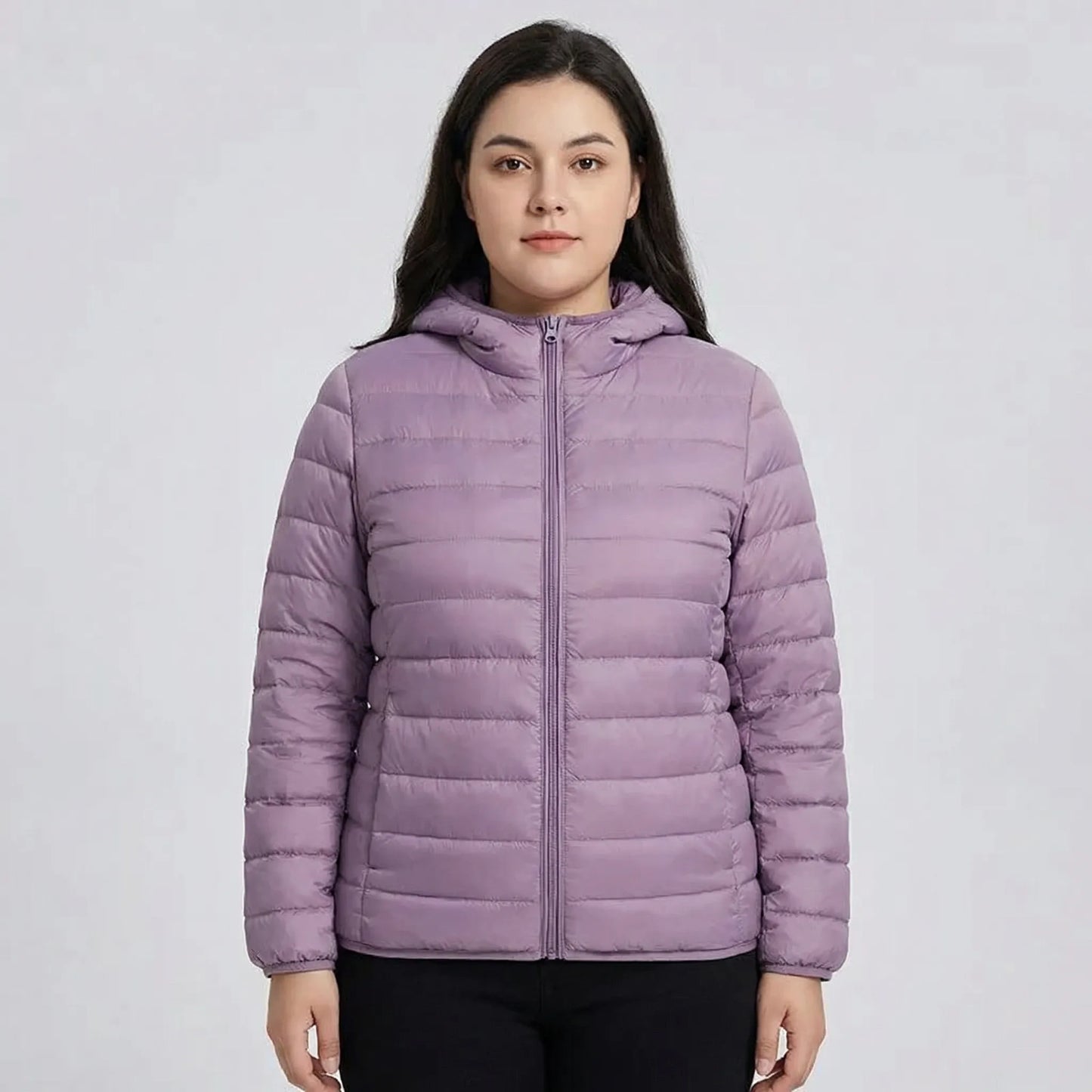 Gefütterte Jacke Mit Reißverschluss In Großen Größen - Rose
