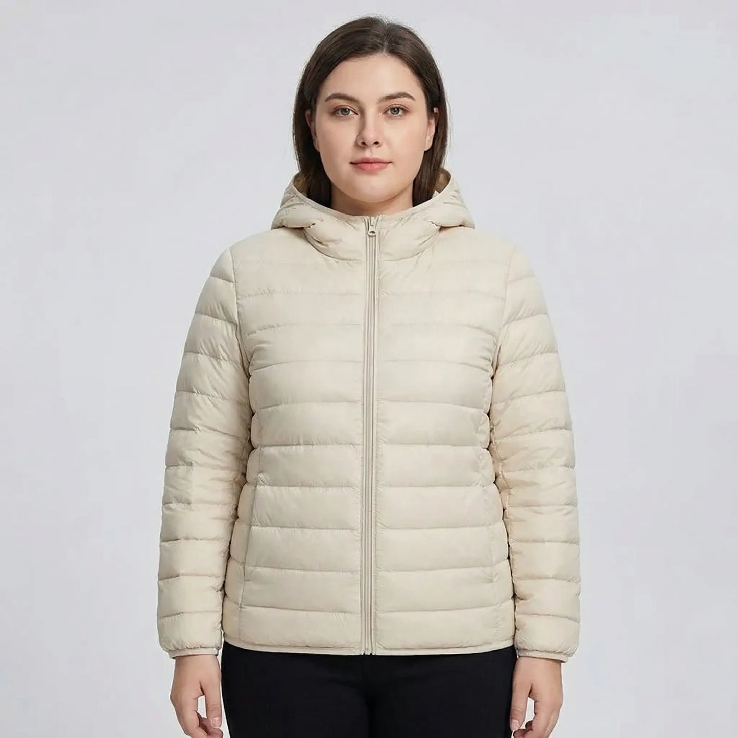 Gefütterte Jacke Mit Reißverschluss In Großen Größen - Rose