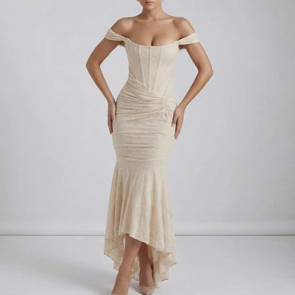 Gerafftes Schulterfreies Kleid - Linda
