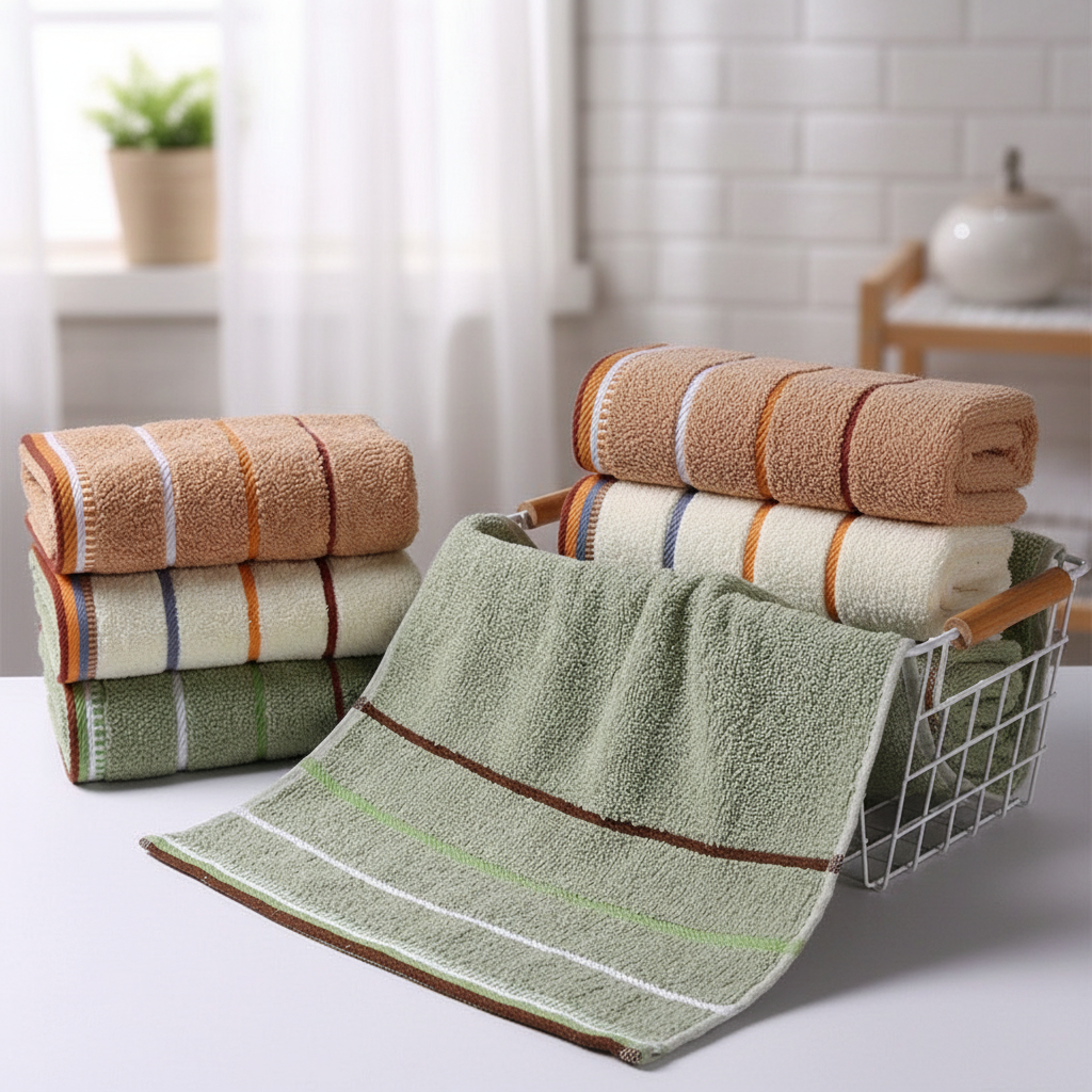 Gestreiftes Frottee Handtuch Set - HarmoniousTowel