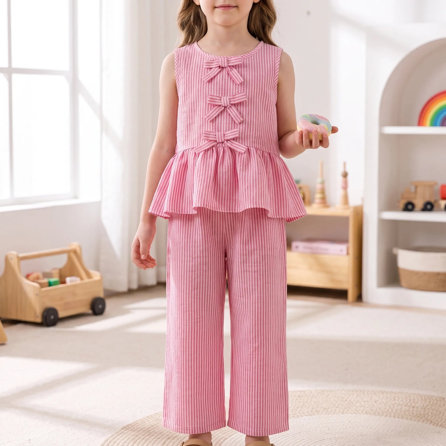 Gestreiftes Zweiteiliges Sommer-Set Für Mädchen - SweetStripe