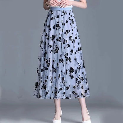 Trendy Mesh Midi-Rock - Fiona
