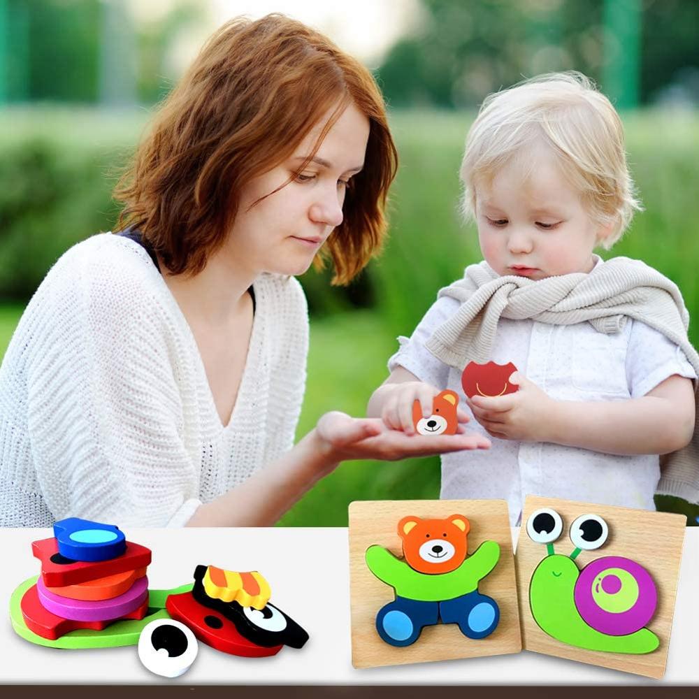 Montessori Lernpuzzle aus Holz – FarbenFreude (1+1 Gratis)