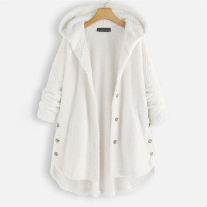 Trendy Geschnittene Fleecejacke mit Kapuze - FleeceLux