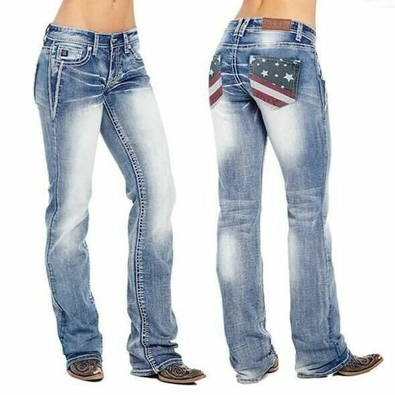 Damen-Bootcut-Jeans mit Flaggen-Details – Madison