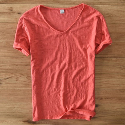 Leichtes Leinen V-Ausschnitt Shirt Herren – Atmungsaktiv & Sommerlich – Thilo