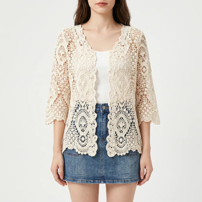 Häkelstrickjacke Mit Offener Front -  Margie